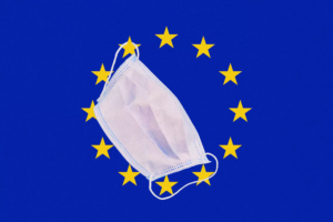 European flag with face mask